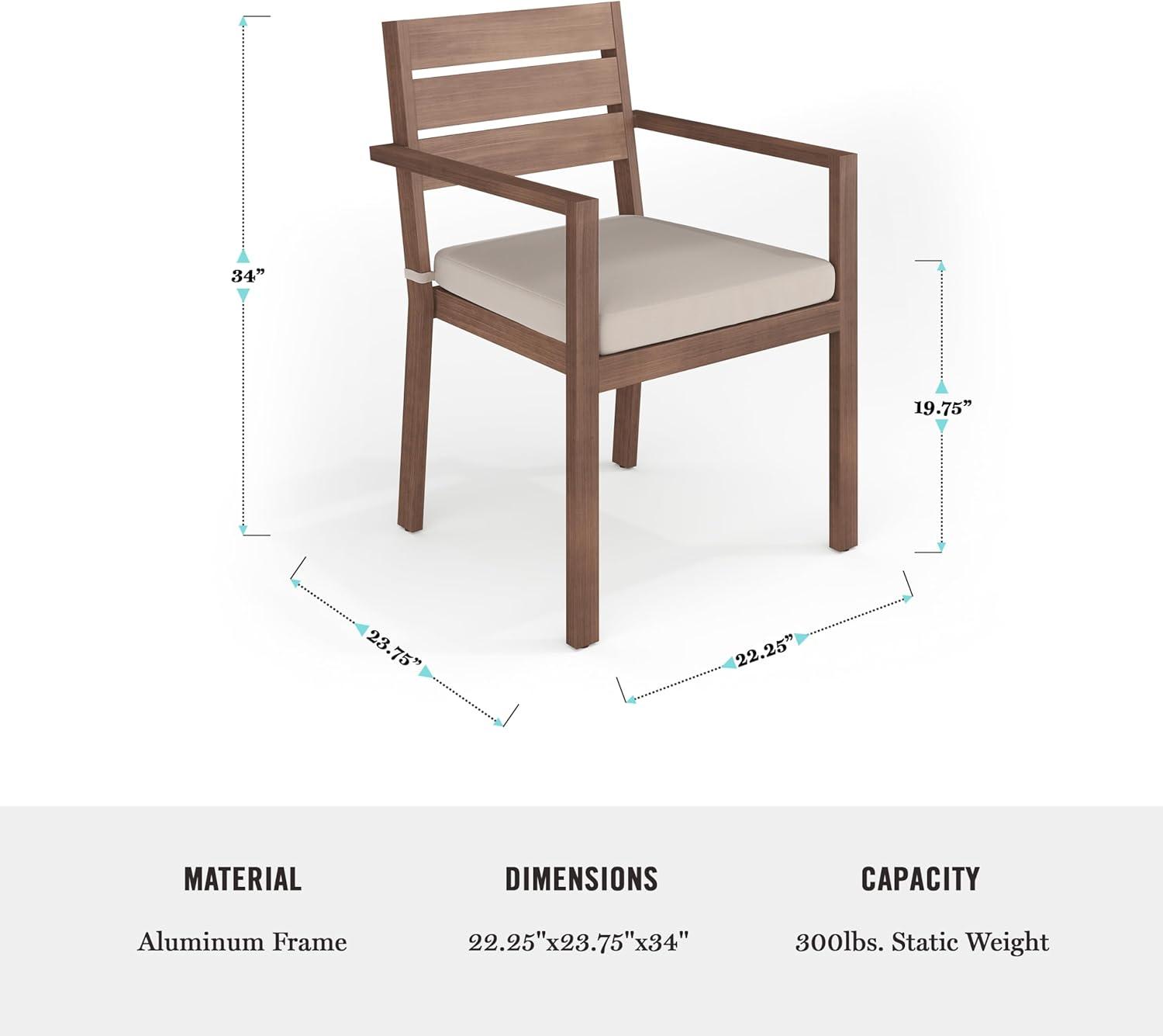 imageMartha Stewart Bedford 9 Piece Patio Set with 71quot Table and 8 Stackable Chairs with Brown Brushed Woodgrain Aluminum Finish Cream AllWeather Seat Cushions