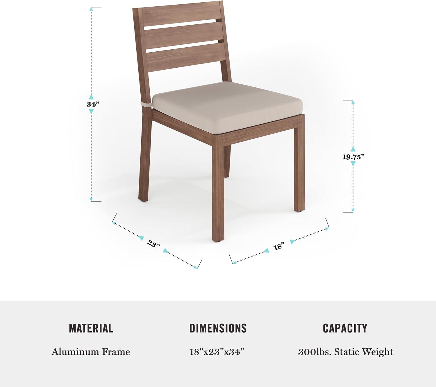 imageMartha Stewart Bedford 9 Piece Patio Set with 71quot Table and 8 Stackable Chairs with Brown Brushed Woodgrain Aluminum Finish Cream AllWeather Seat Cushions