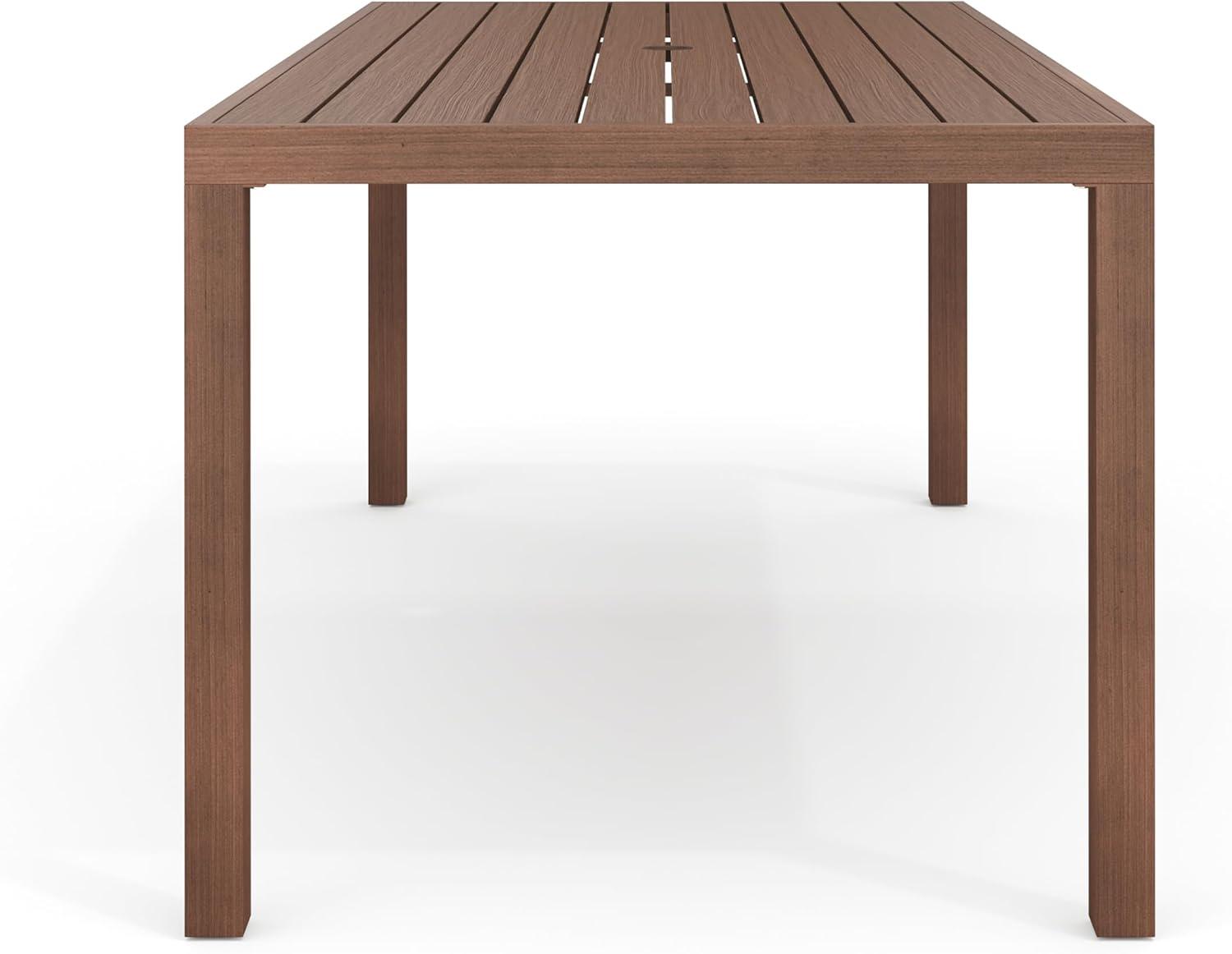 imageMartha Stewart Bedford 9 Piece Patio Set with 71quot Table and 8 Stackable Chairs with Brown Brushed Woodgrain Aluminum Finish Cream AllWeather Seat Cushions