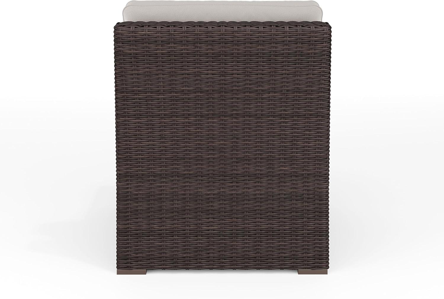 imageMartha Stewart Bedford IndoorOutdoor Modular Patio Sectional Sofa Center Seat with Rattan Wicker Finish in Gray with Gray AllWeather CushionsTan CushionsBrown Frame