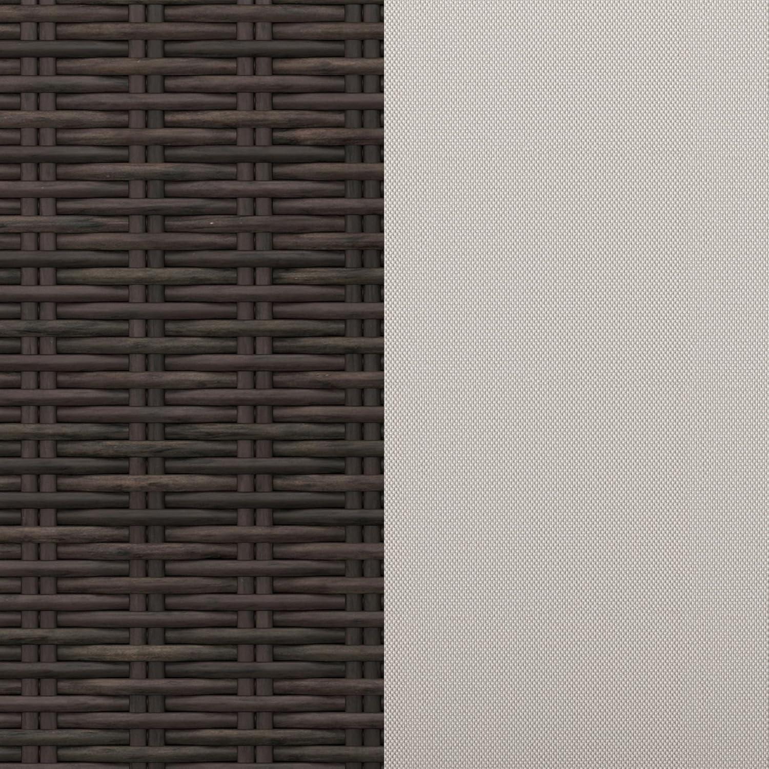 imageMartha Stewart Bedford IndoorOutdoor Modular Patio Sectional Sofa Center Seat with Rattan Wicker Finish in Gray with Gray AllWeather CushionsTan CushionsBrown Frame