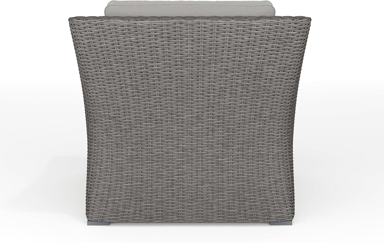imageMartha Stewart Bedford IndoorOutdoor Patio Accent Chair with Rattan Wicker Finish in Brown with Tan AllWeather CushionsGray CushionsGray Frame