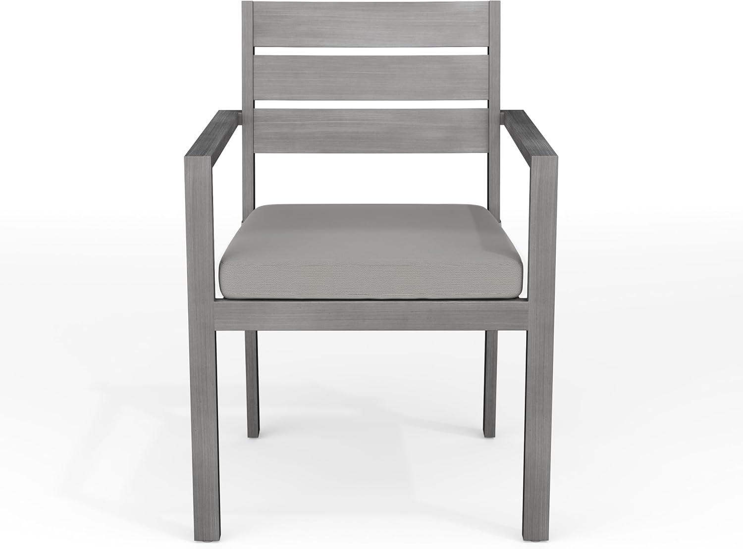 imageMartha Stewart Bedford IndoorOutdoor Stackable Aluminum Patio Armchairs with Brushed Woodgrain Finish in Brown and Cream AllWeather Cushions Set of 2Grey