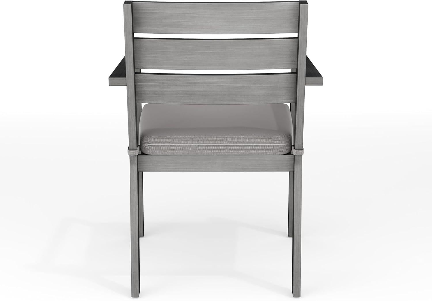 imageMartha Stewart Bedford IndoorOutdoor Stackable Aluminum Patio Armchairs with Brushed Woodgrain Finish in Brown and Cream AllWeather Cushions Set of 2Grey