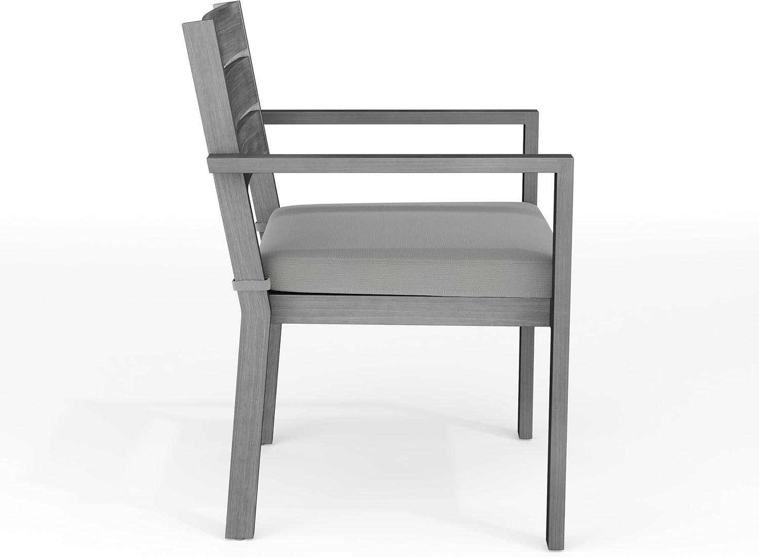 imageMartha Stewart Bedford IndoorOutdoor Stackable Aluminum Patio Armchairs with Brushed Woodgrain Finish in Brown and Cream AllWeather Cushions Set of 2Grey