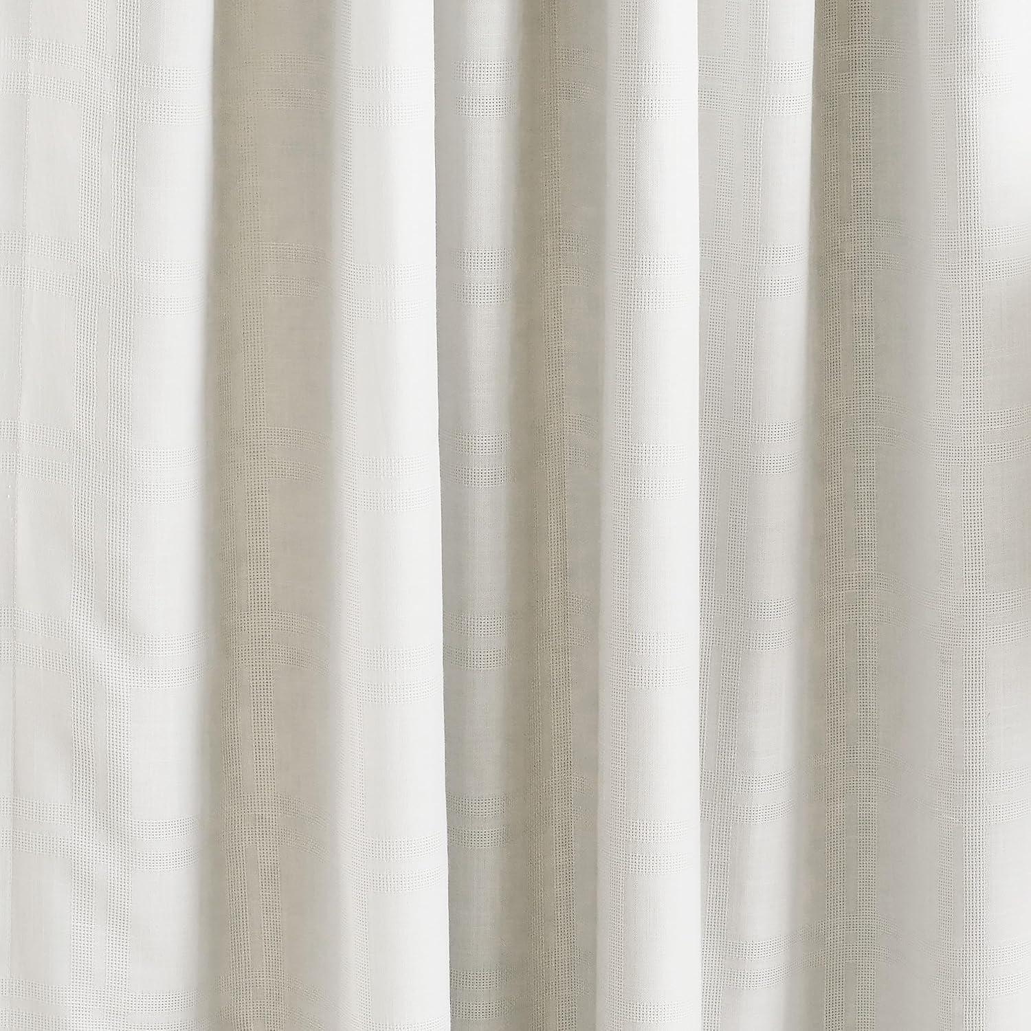 imageMartha Stewart Bedford Woven Plaid Blackout Back Tab Window Curtain Panel Pair 84quot WhiteWhite