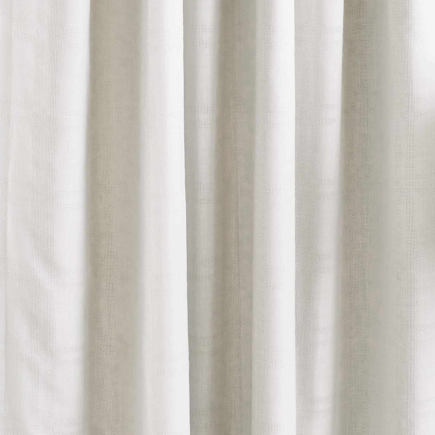 imageMartha Stewart Bedford Woven Plaid Blackout Back Tab Window Curtain Panel Pair 84quot WhiteWhite