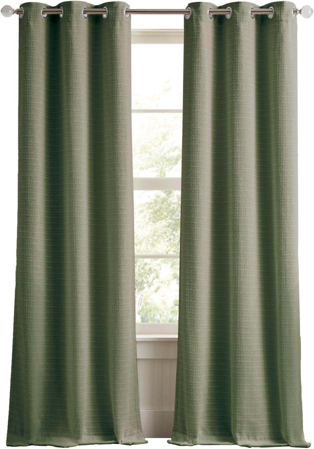 imageMartha Stewart Beige Room Darkening Curtains Textured Lined Grommet Window Curtain Panel Pair Sutter Set of 2 84quot SandOlive