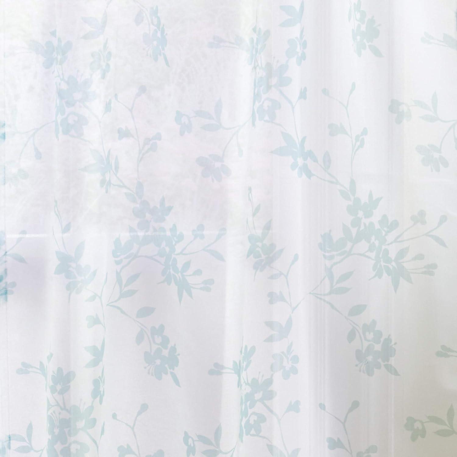 imageMartha Stewart Bellefield Floral Sheer Window Curtain Valance and Tiers Set LinenAqua