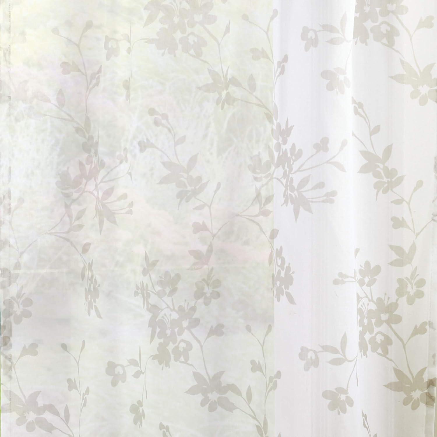 imageMartha Stewart Bellefield Floral Sheer Window Curtain Valance and Tiers Set LinenLinen