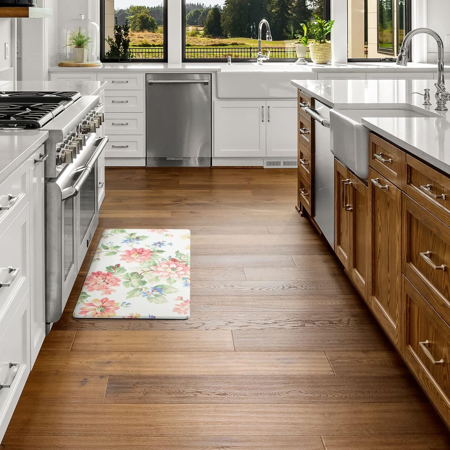 imageMartha Stewart Bloomfield Lots of Lemons AntiFatigue Kitchen Mat WhiteYellow 18quotx48quotIvoryBlush