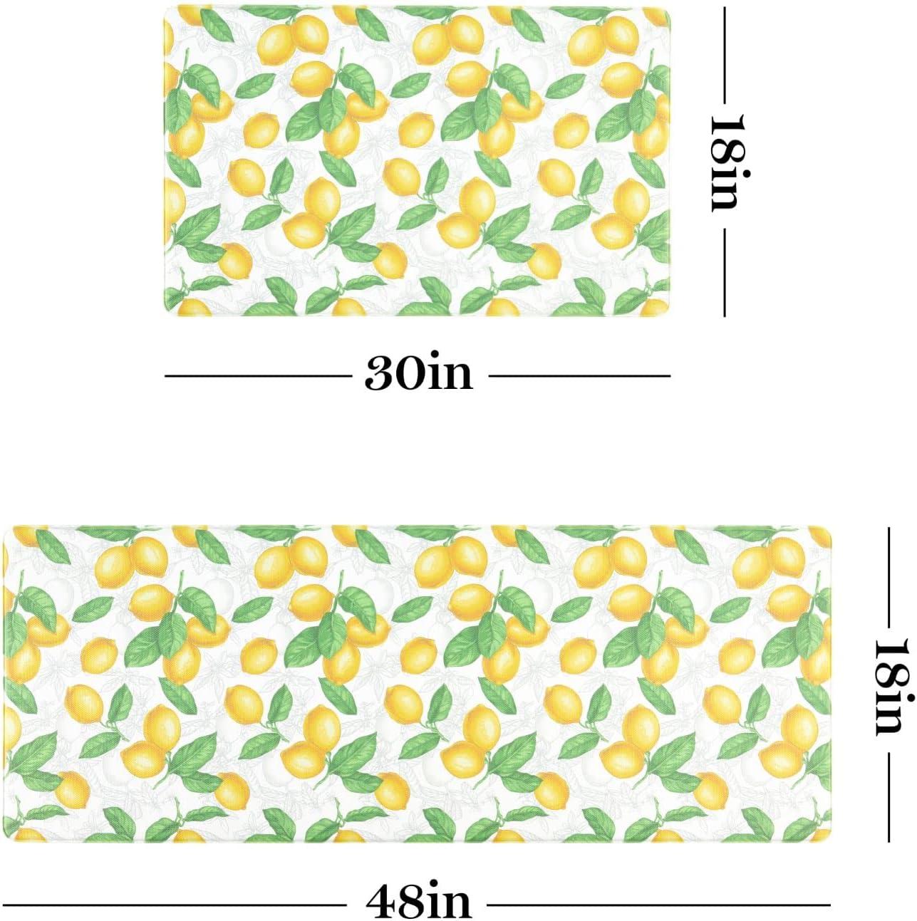 imageMartha Stewart Bloomfield Lots of Lemons AntiFatigue Kitchen Mat WhiteYellow 18quotx48quotWhiteYellow