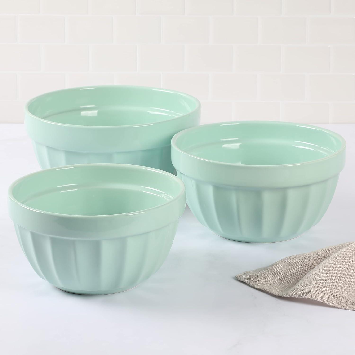 imageMartha Stewart Broadbrook 3 Piece 4 Qt 28 Qt 21 Qt Stoneware Bowl Set Sharkey GreyMartha Blue