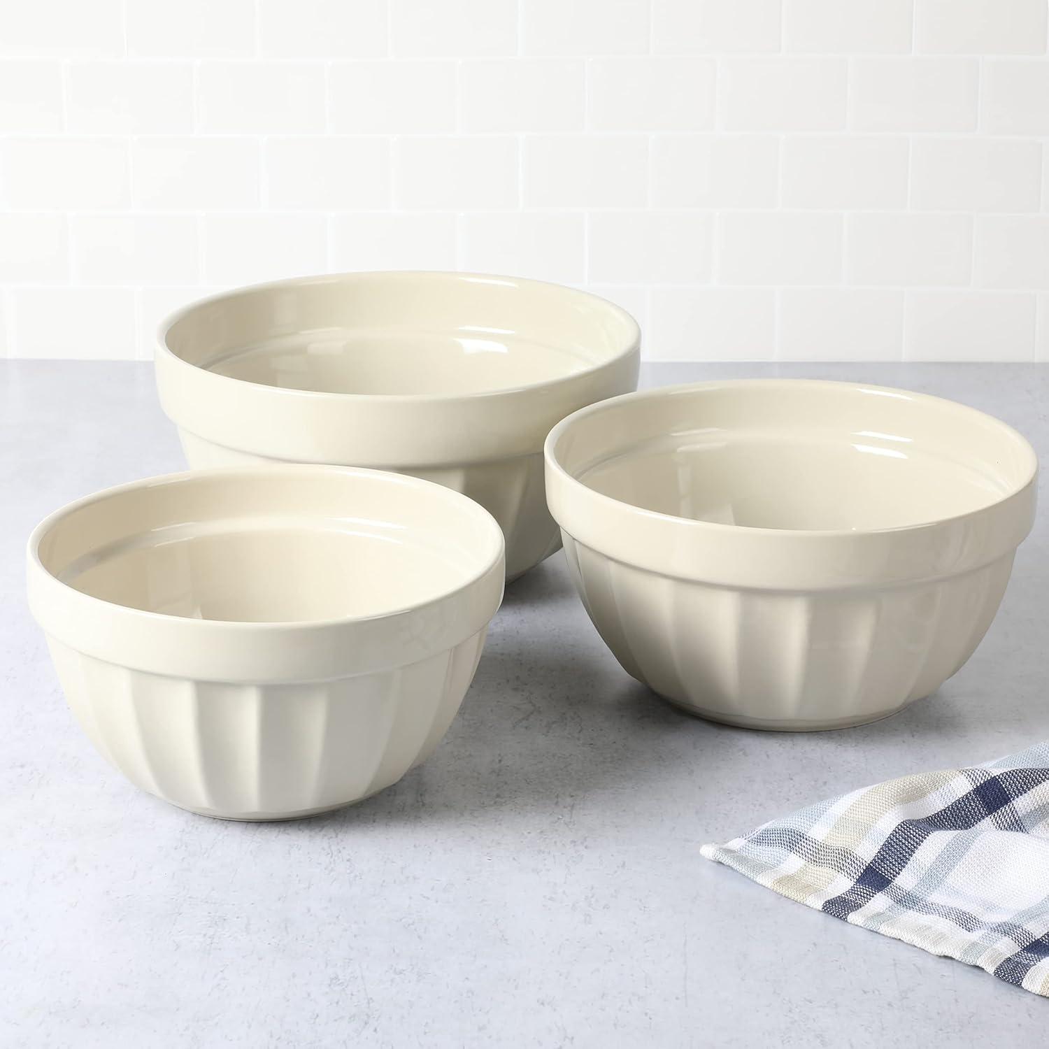 imageMartha Stewart Broadbrook 3 Piece 4 Qt 28 Qt 21 Qt Stoneware Bowl Set Sharkey GreySharkey Grey