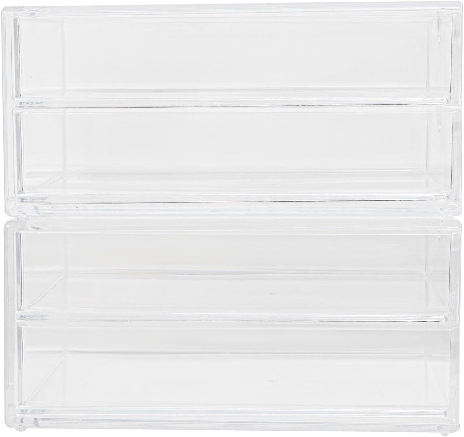 imageMartha Stewart Brody Desk Organizer with Drawer Stackable Plastic Desk Storage Box Organizer for Office Bathroom Countertop or Dorm 1275quot x 775quot Clear6 x 75