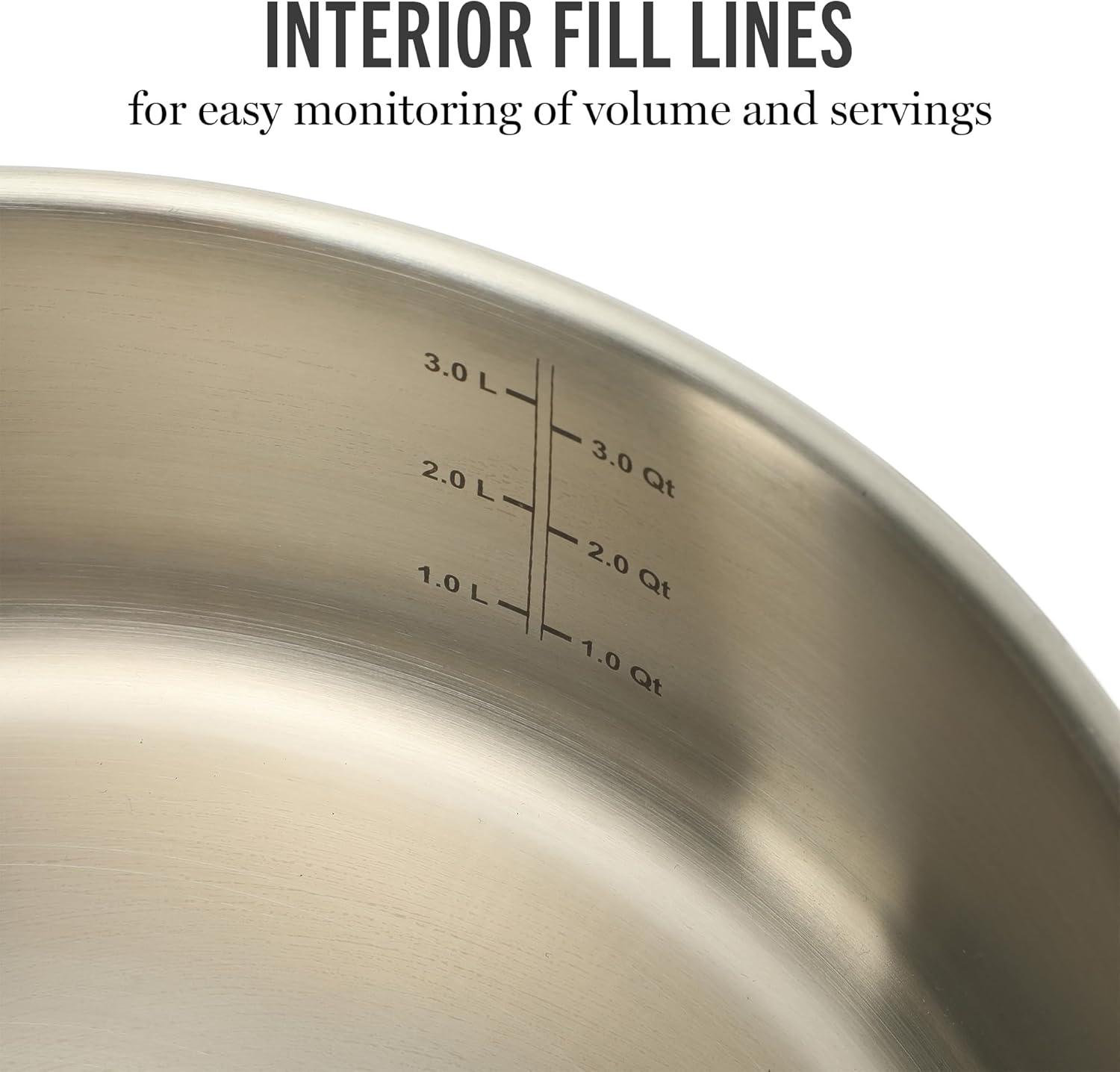 imageMartha Stewart Castelle 10 Piece 188 Durable Stainless Steel Induction Safe Pots and Pans NonToxic Kitchen Cookware Set Gold Handles Dishwasher SafeStainless Steel W Gold Handle