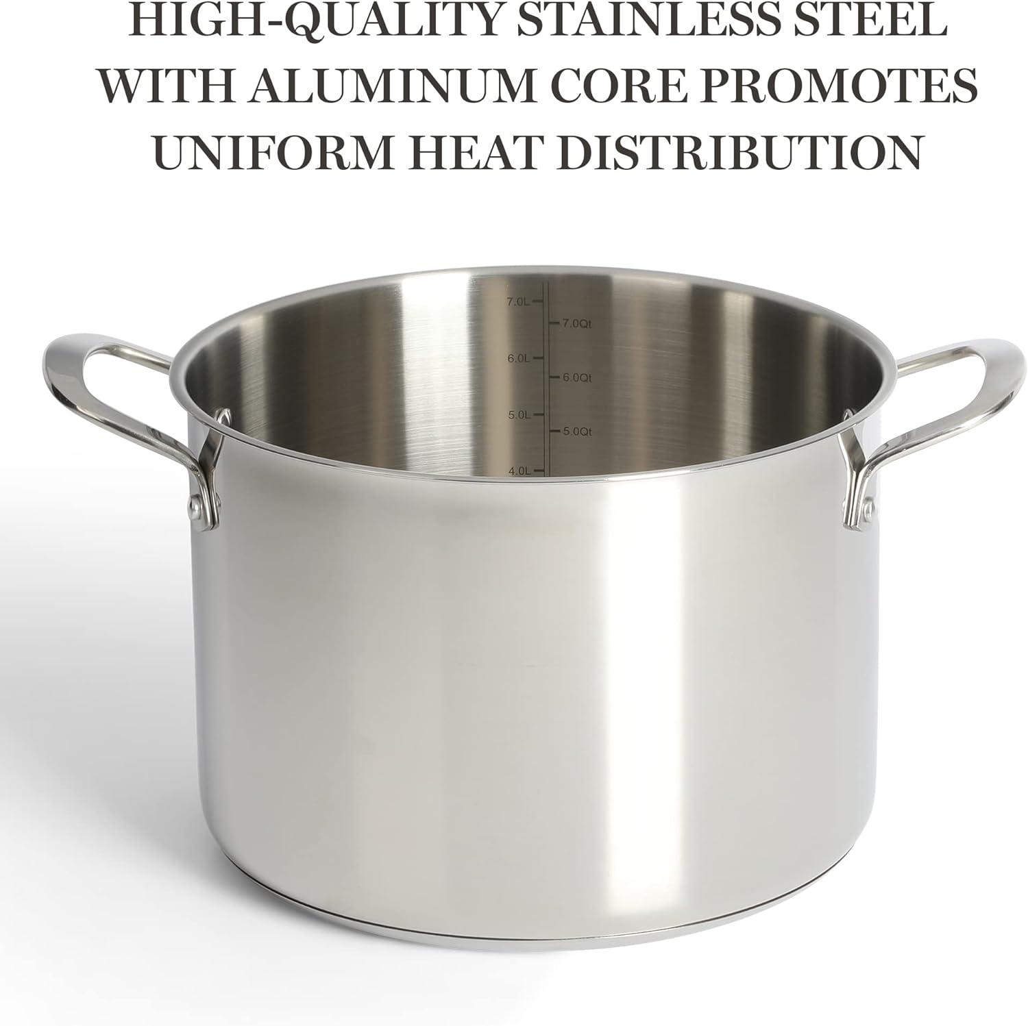 imageMartha Stewart Castelle 8Quart 188 Stainless Steel Induction Safe Stock Pot wLid