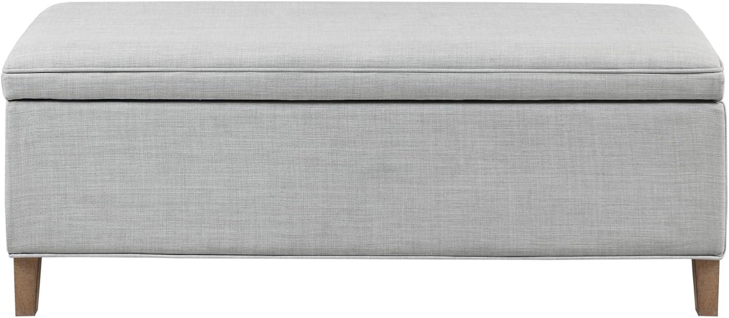 imageMartha Stewart Caymus Rectangular Storage Ottoman Bench Upholstered Textured Fabric Soft Hinge Pipped Edges with Solid Wood Legs Accent Furniture for Bedroom Dcor Easy to Assemble Light Grey
