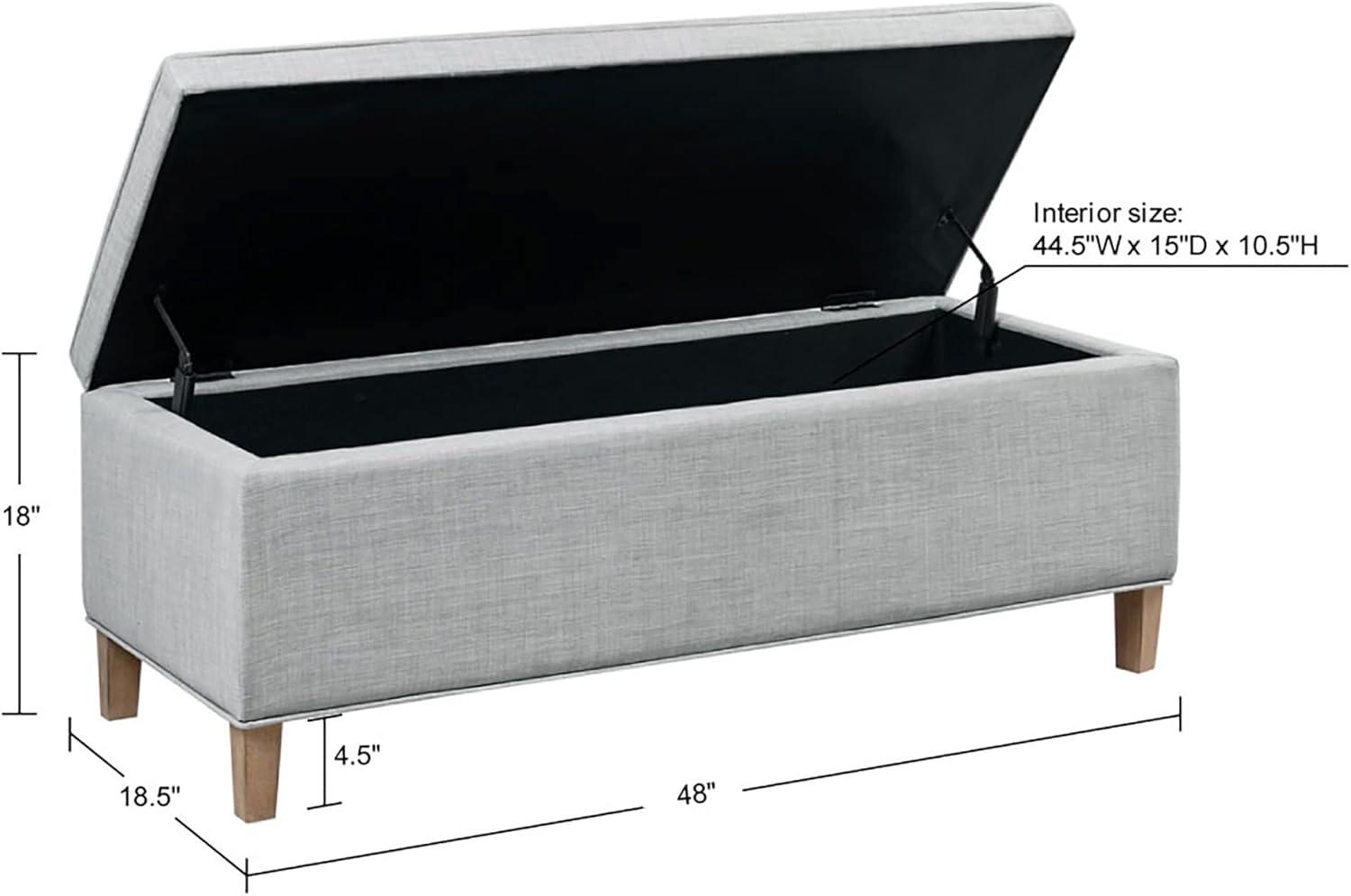 imageMartha Stewart Caymus Rectangular Storage Ottoman Bench Upholstered Textured Fabric Soft Hinge Pipped Edges with Solid Wood Legs Accent Furniture for Bedroom Dcor Easy to Assemble Light Grey