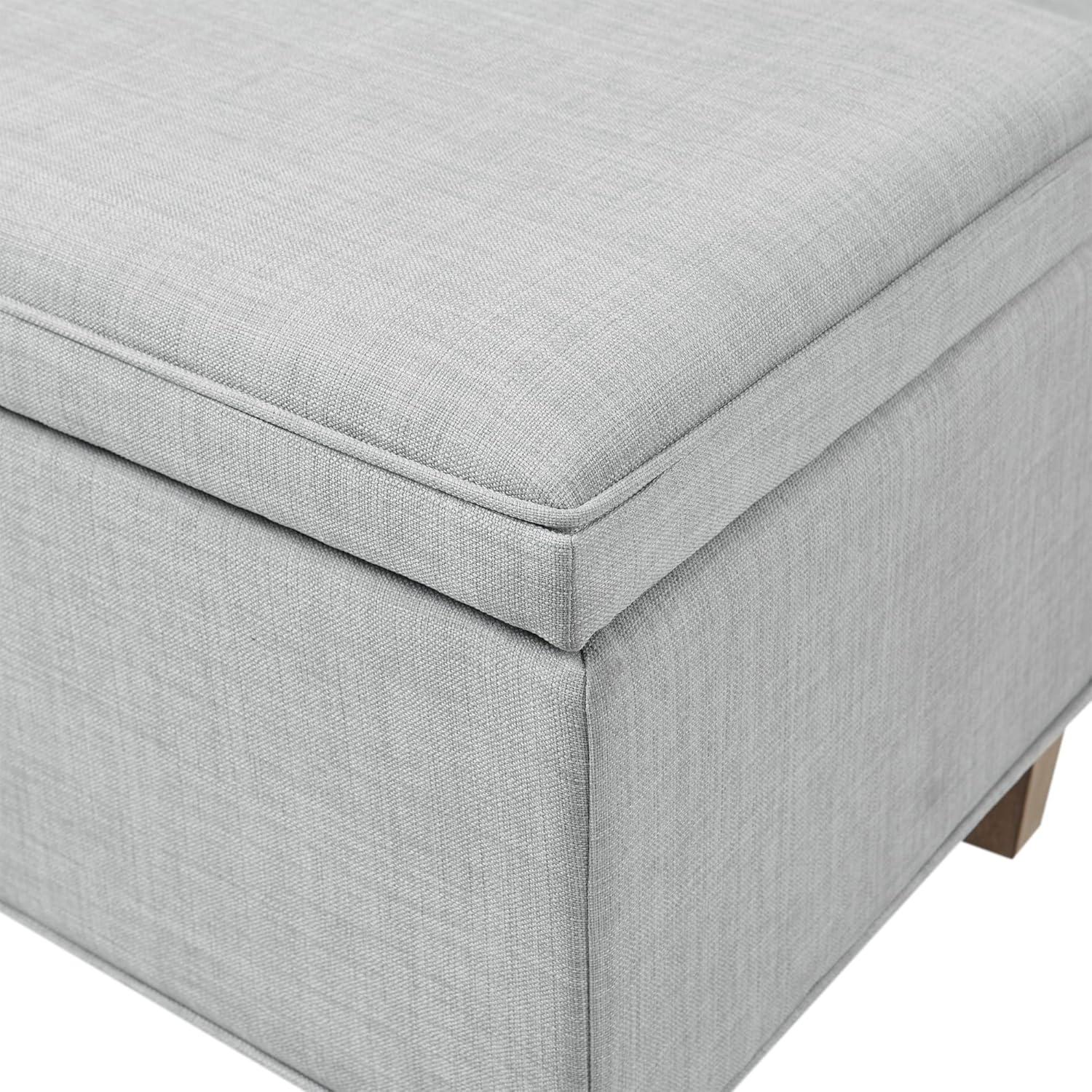 imageMartha Stewart Caymus Rectangular Storage Ottoman Bench Upholstered Textured Fabric Soft Hinge Pipped Edges with Solid Wood Legs Accent Furniture for Bedroom Dcor Easy to Assemble Light Grey