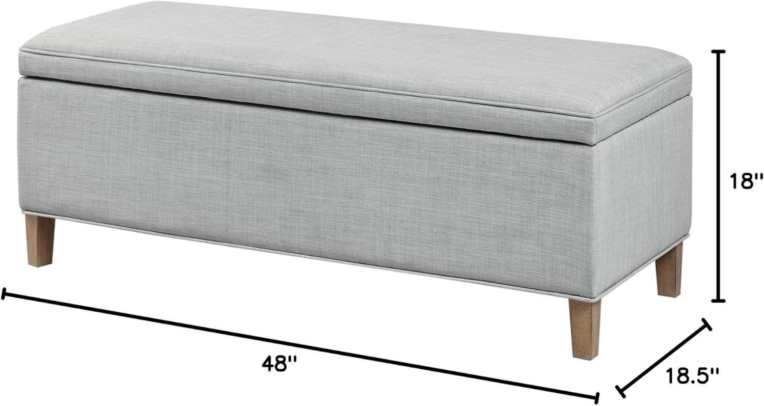 imageMartha Stewart Caymus Rectangular Storage Ottoman Bench Upholstered Textured Fabric Soft Hinge Pipped Edges with Solid Wood Legs Accent Furniture for Bedroom Dcor Easy to Assemble Light Grey