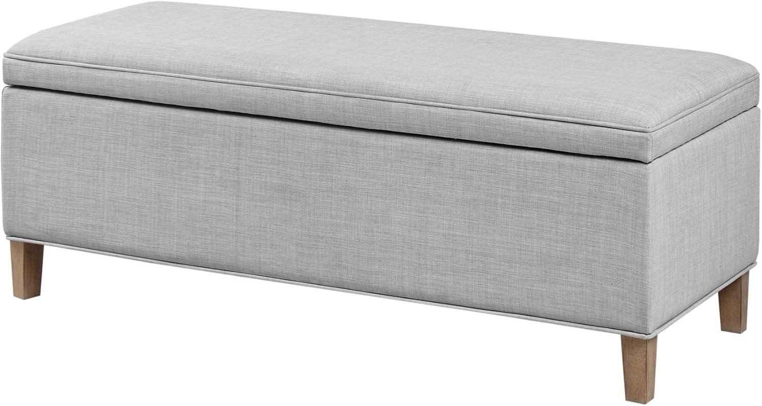 imageMartha Stewart Caymus Rectangular Storage Ottoman Bench Upholstered Textured Fabric Soft Hinge Pipped Edges with Solid Wood Legs Accent Furniture for Bedroom Dcor Easy to Assemble Light Grey