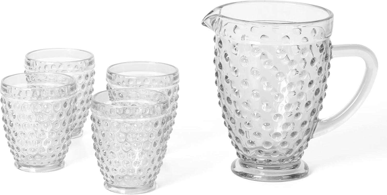 imageMartha Stewart Chauncey 4Pack 142 oz Hobnail Handmade Glass Goblet PinkClear Hobnail