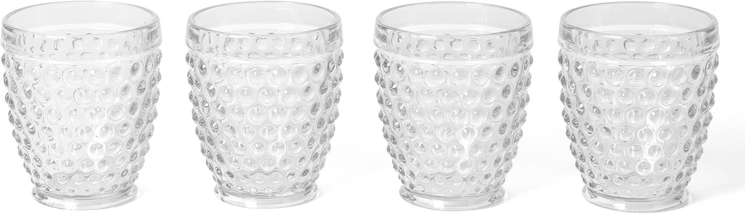 imageMartha Stewart Chauncey 4Pack 142 oz Hobnail Handmade Glass Goblet PinkClear Hobnail