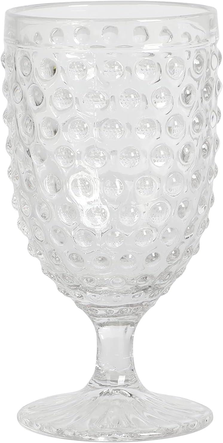 imageMartha Stewart Chauncey 4Pack 142 oz Hobnail Handmade Glass Goblet PinkClear Hobnail