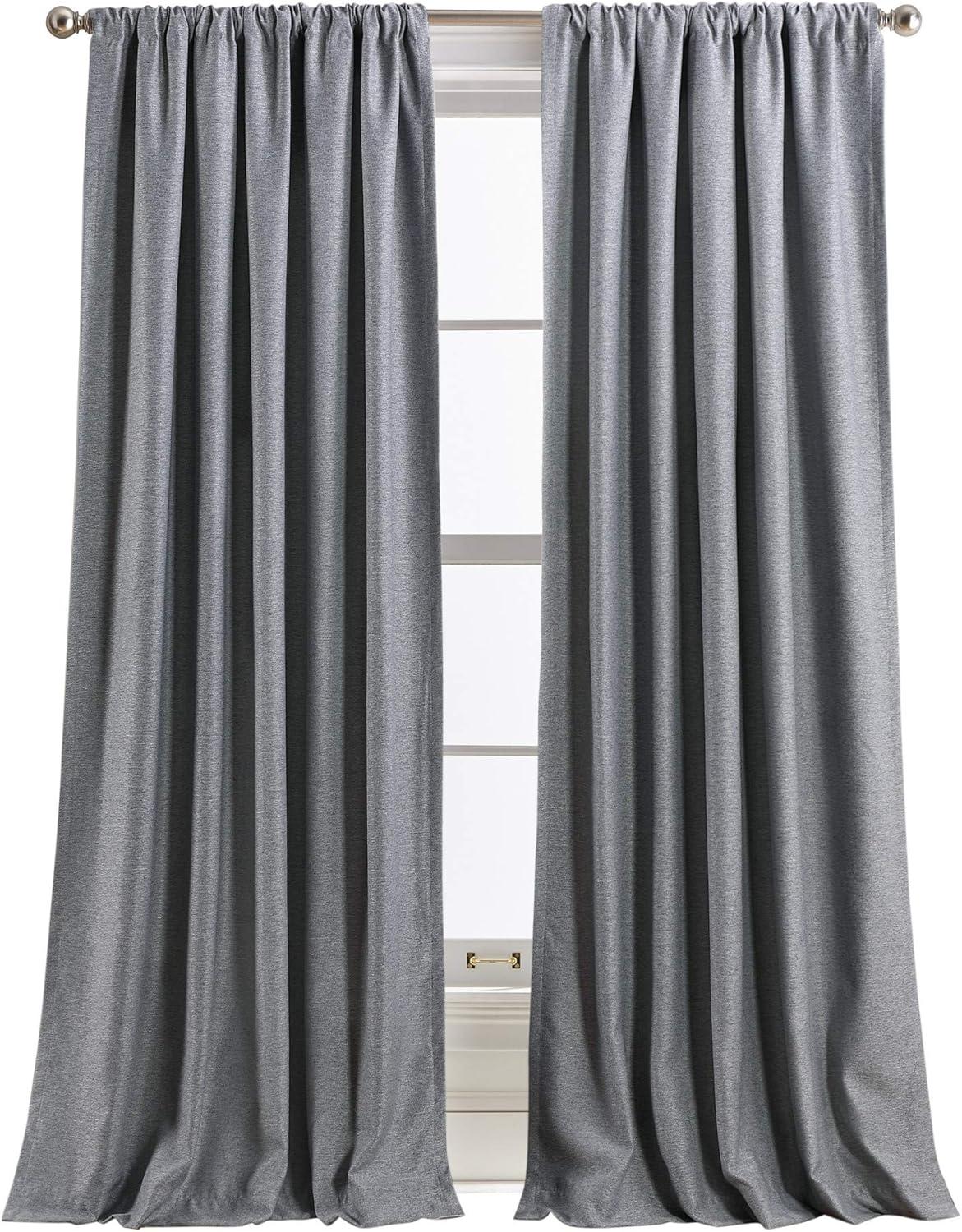 imageMartha Stewart Clarkson Room Darkening Rod Pocket Window Curtain Panel Pair 84quot GreyGrey