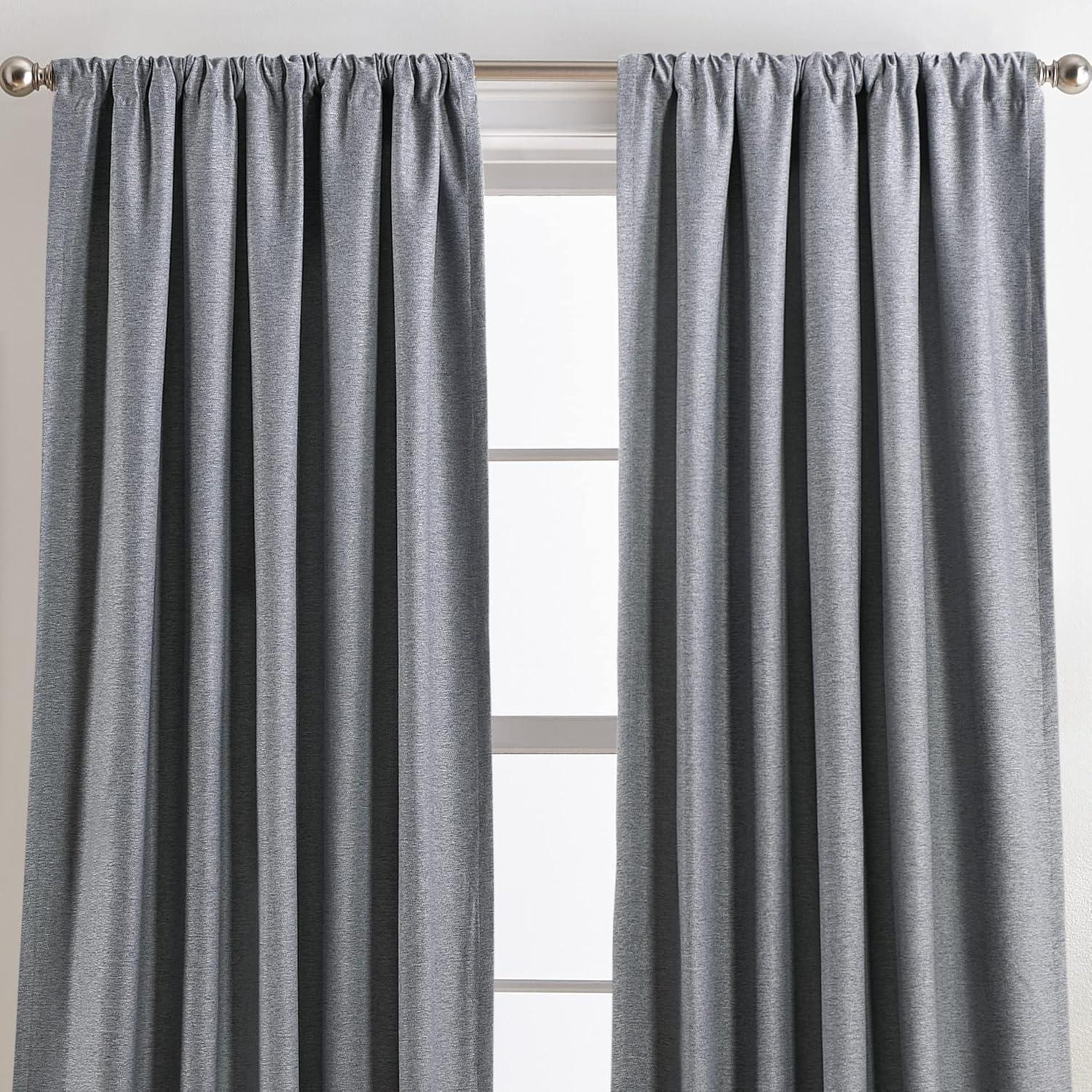 imageMartha Stewart Clarkson Room Darkening Rod Pocket Window Curtain Panel Pair 84quot GreyGrey