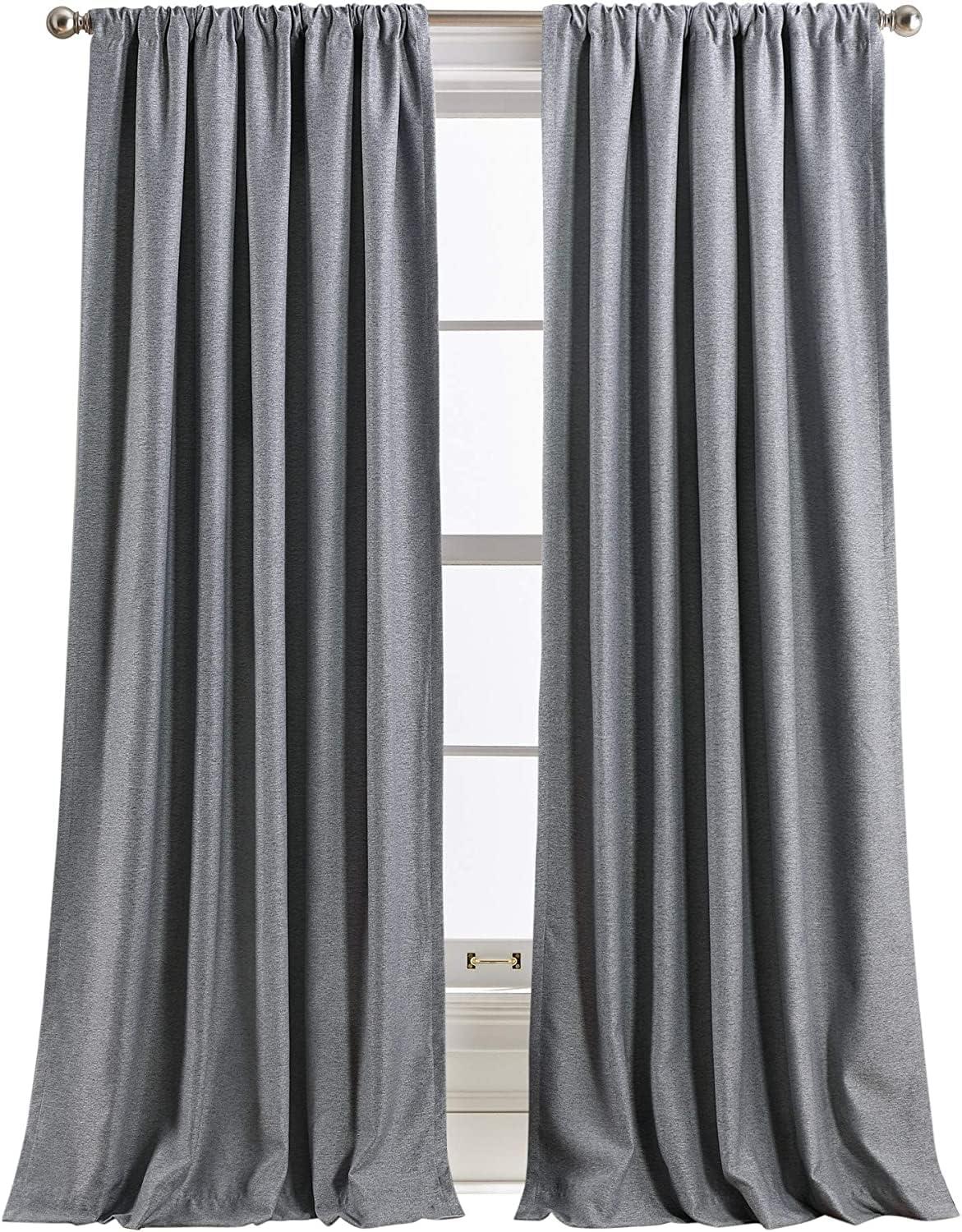 imageMartha Stewart Clarkson Room Darkening Rod Pocket Window Curtain Panel Pair 84quot GreyGrey