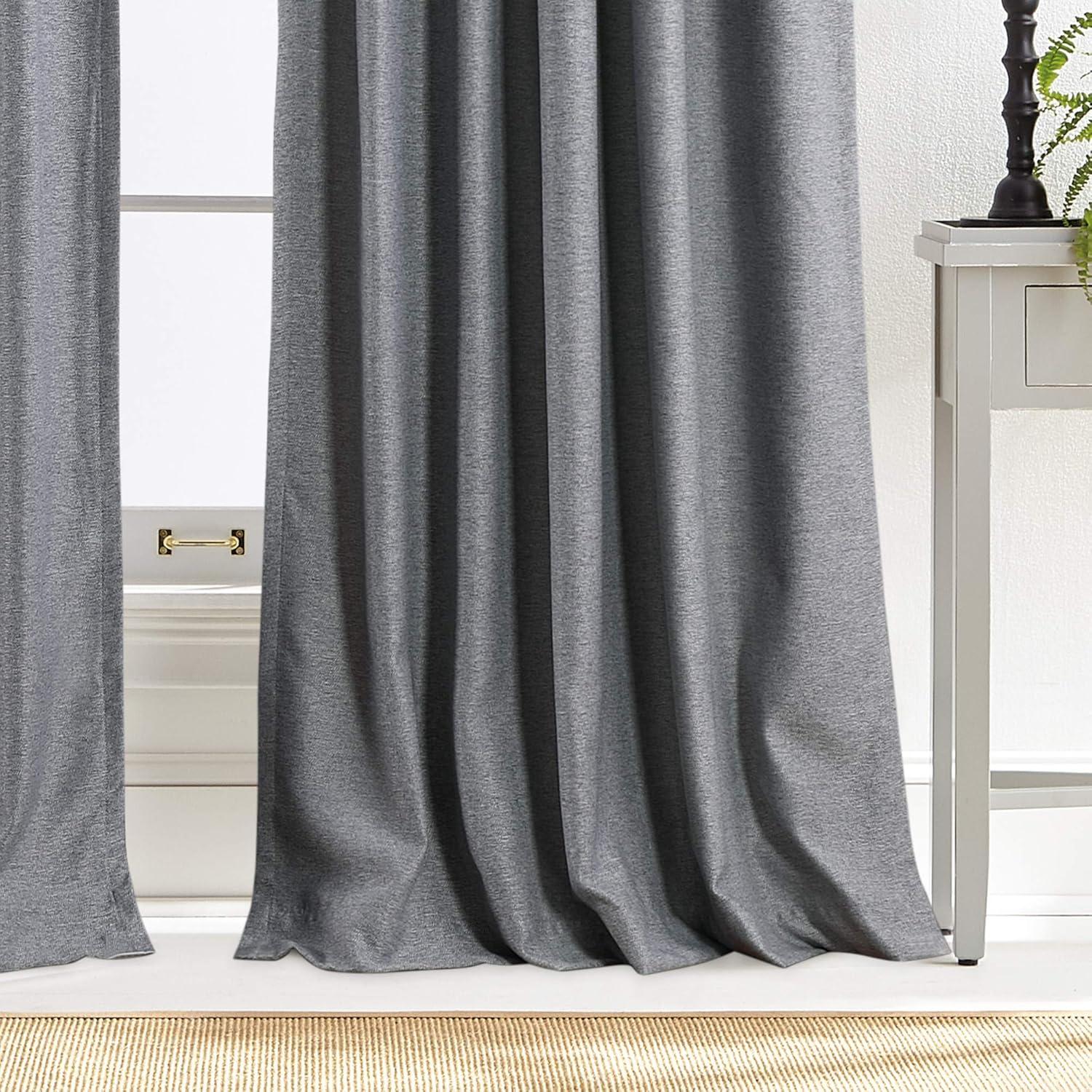 imageMartha Stewart Clarkson Room Darkening Rod Pocket Window Curtain Panel Pair 84quot GreyGrey