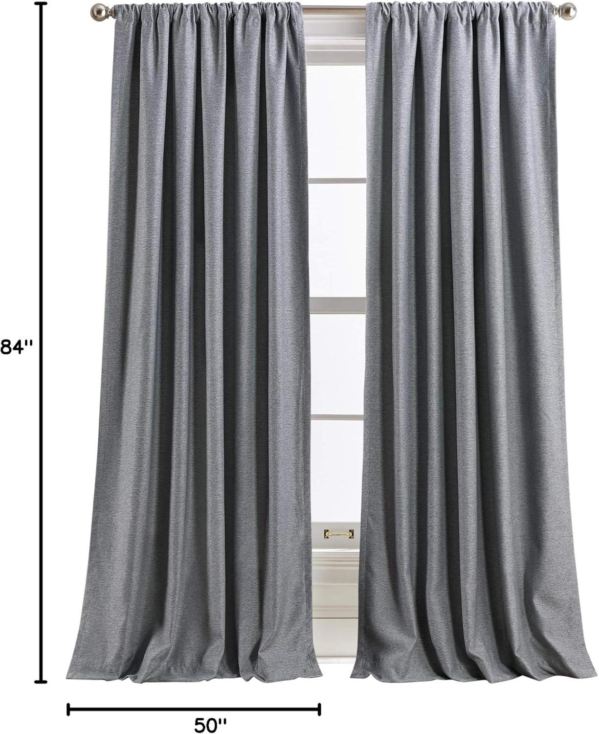 imageMartha Stewart Clarkson Room Darkening Rod Pocket Window Curtain Panel Pair 84quot GreyGrey