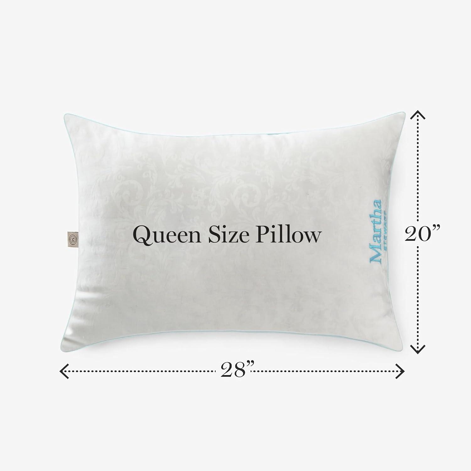 imageMartha Stewart Classic Comfort Down Alternative Pillows King Size Set of 2 Firm Support for Stomach Back and Side SleepersWhite