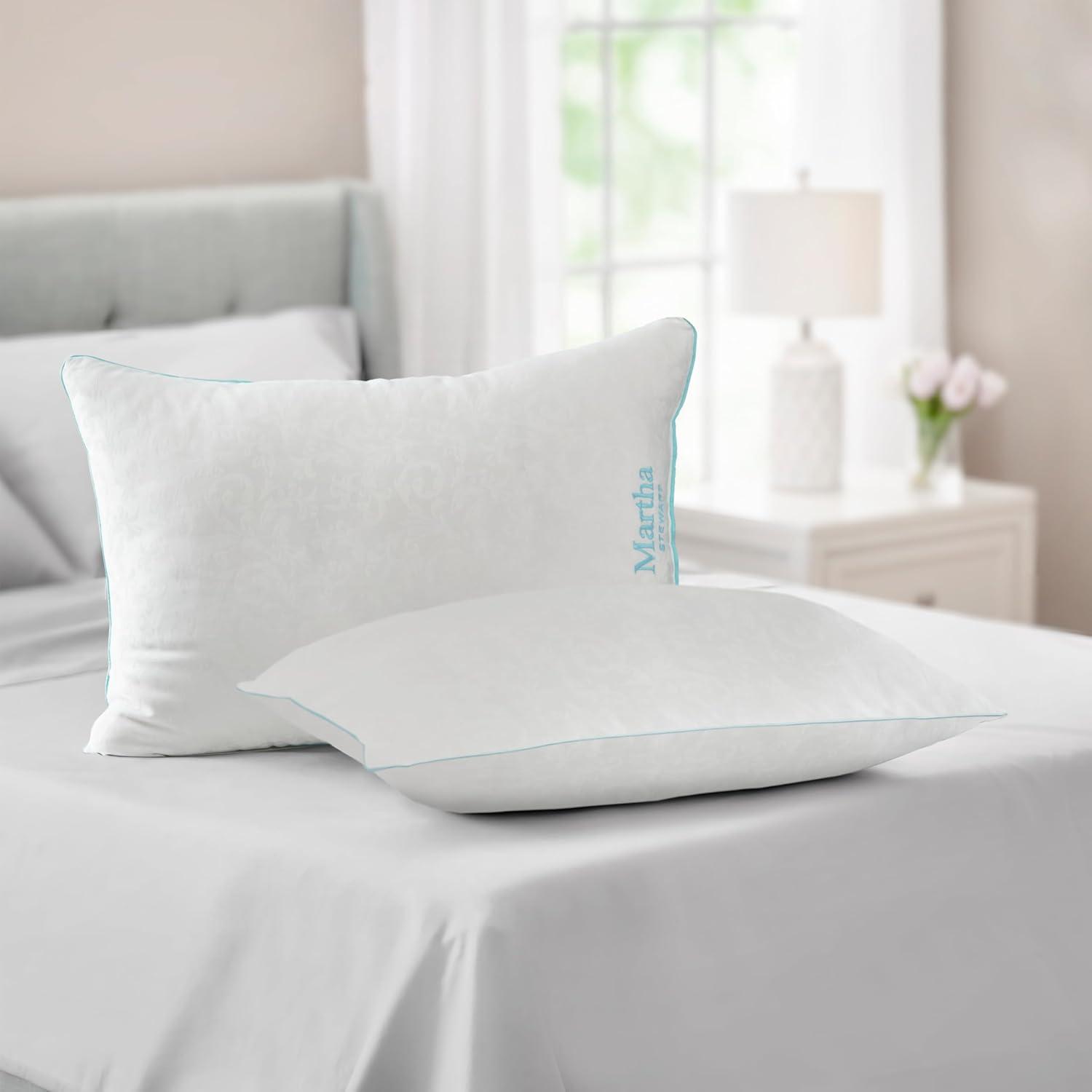 imageMartha Stewart Classic Comfort Down Alternative Pillows King Size Set of 2 Firm Support for Stomach Back and Side SleepersWhite