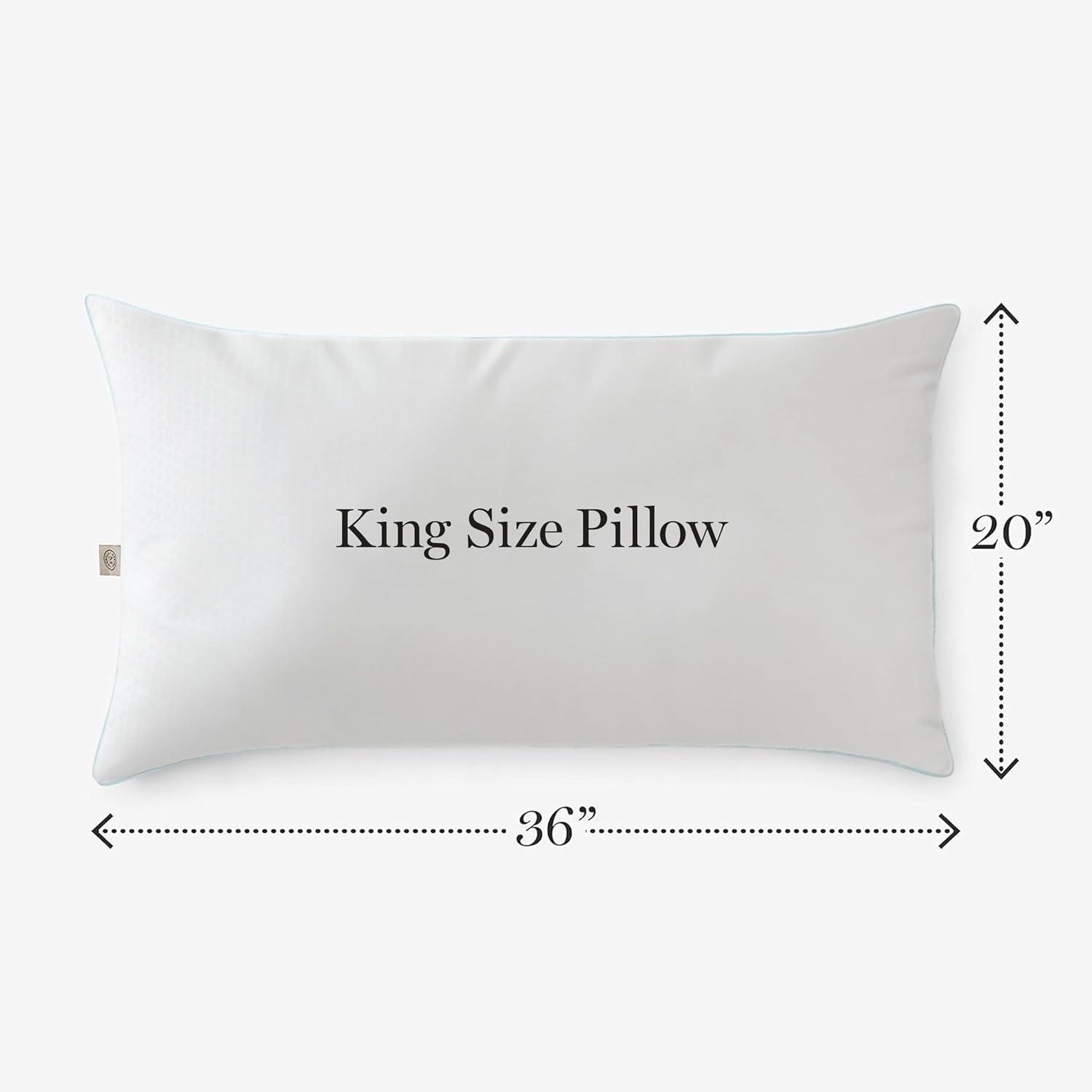 imageMartha Stewart Classic Comfort Down Alternative Pillows King Size Set of 2 Firm Support for Stomach Back and Side SleepersWhite