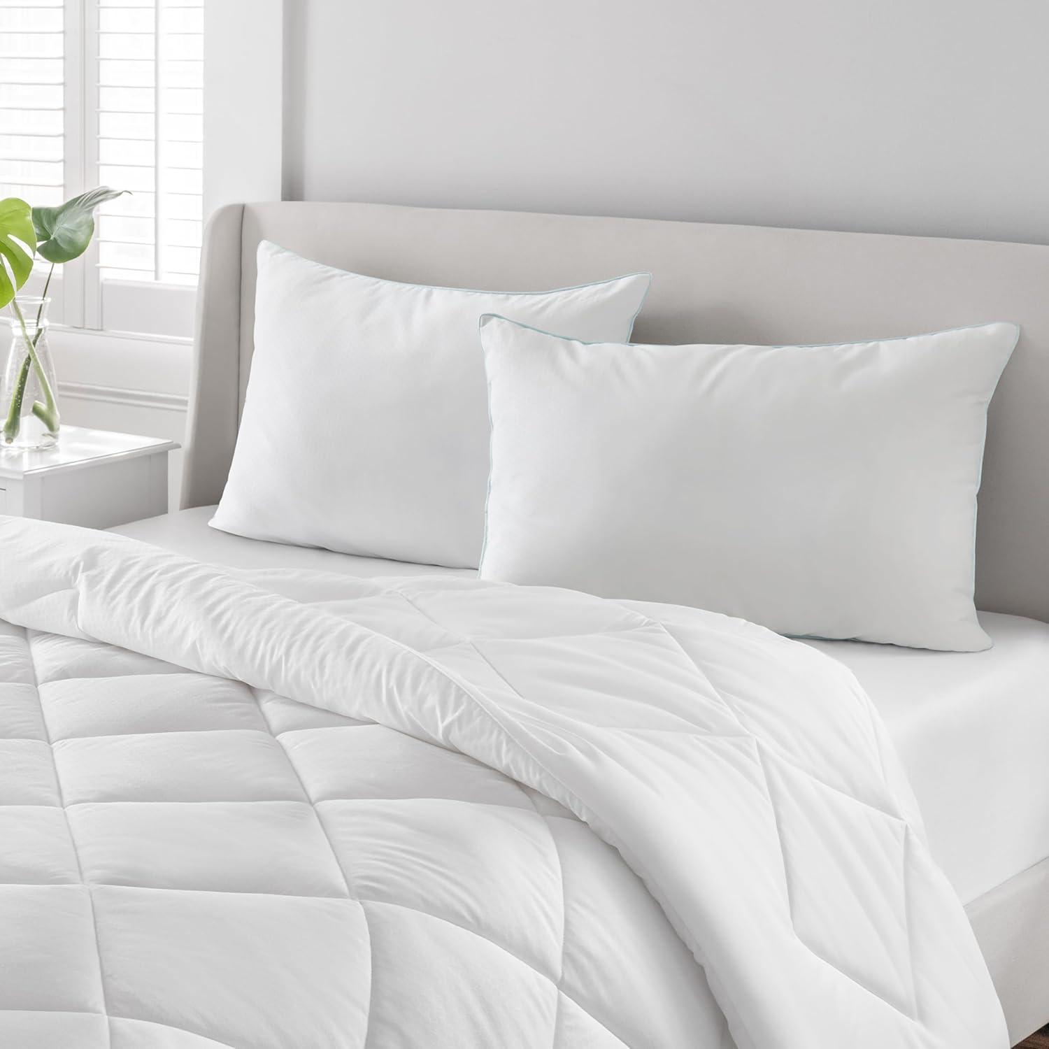 imageMartha Stewart Classic Comfort Down Alternative Pillows King Size Set of 2 Firm Support for Stomach Back and Side SleepersWhite