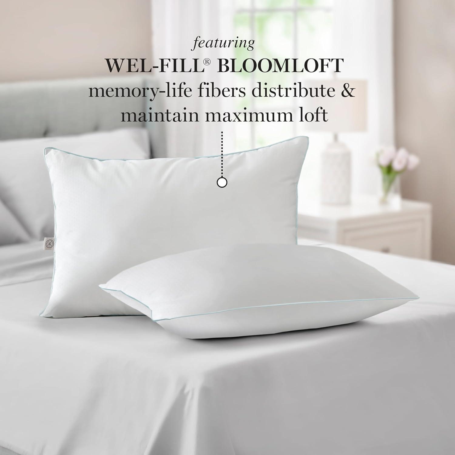imageMartha Stewart Classic Comfort Down Alternative Pillows King Size Set of 2 Firm Support for Stomach Back and Side SleepersWhite