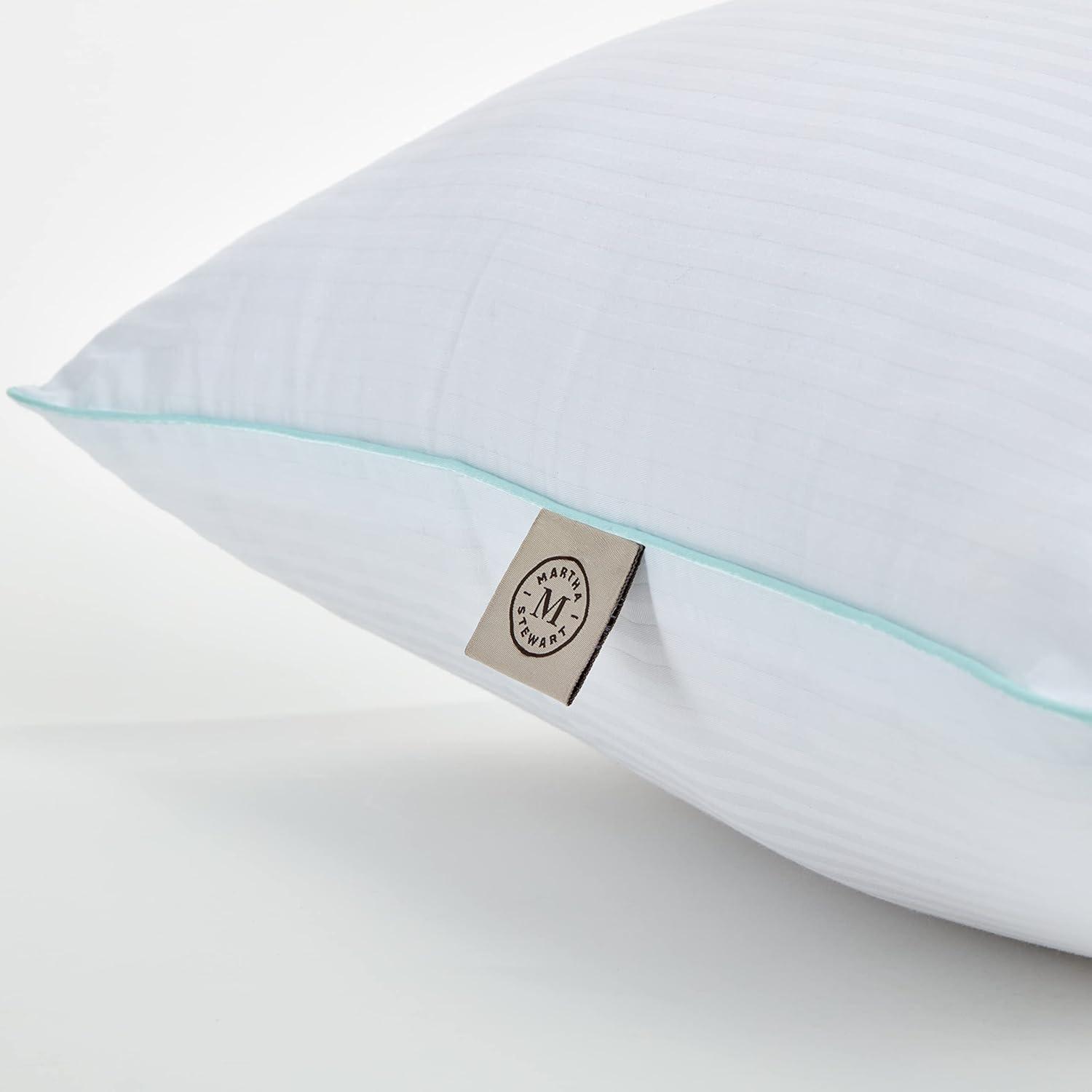 imageMartha Stewart Classic Comfort Down Alternative Pillows King Size Set of 2 Firm Support for Stomach Back and Side SleepersWhite