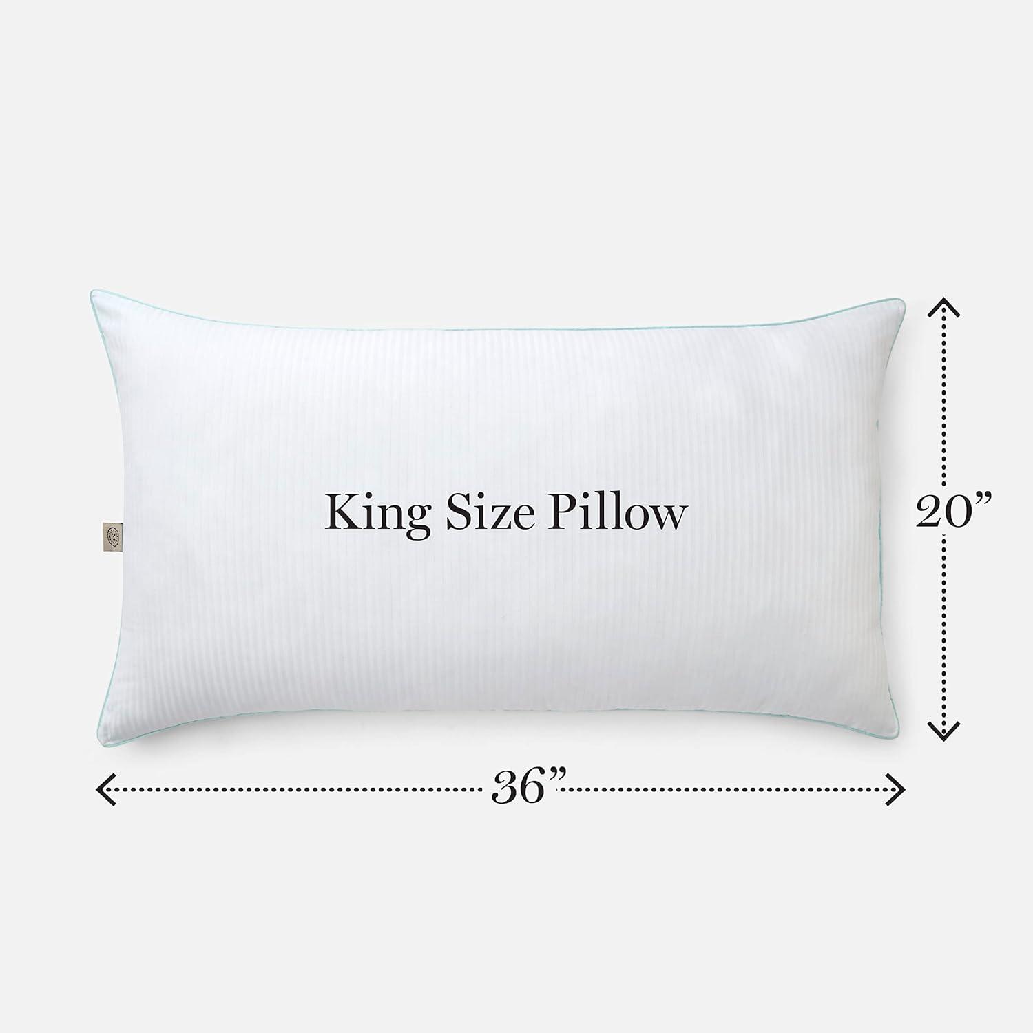 imageMartha Stewart Classic Comfort Down Alternative Pillows King Size Set of 2 Firm Support for Stomach Back and Side SleepersWhite