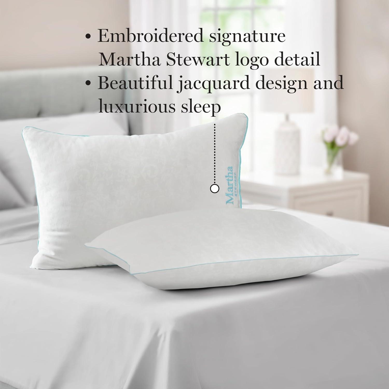 imageMartha Stewart Classic Comfort Down Alternative Pillows King Size Set of 2 Firm Support for Stomach Back and Side SleepersWhite