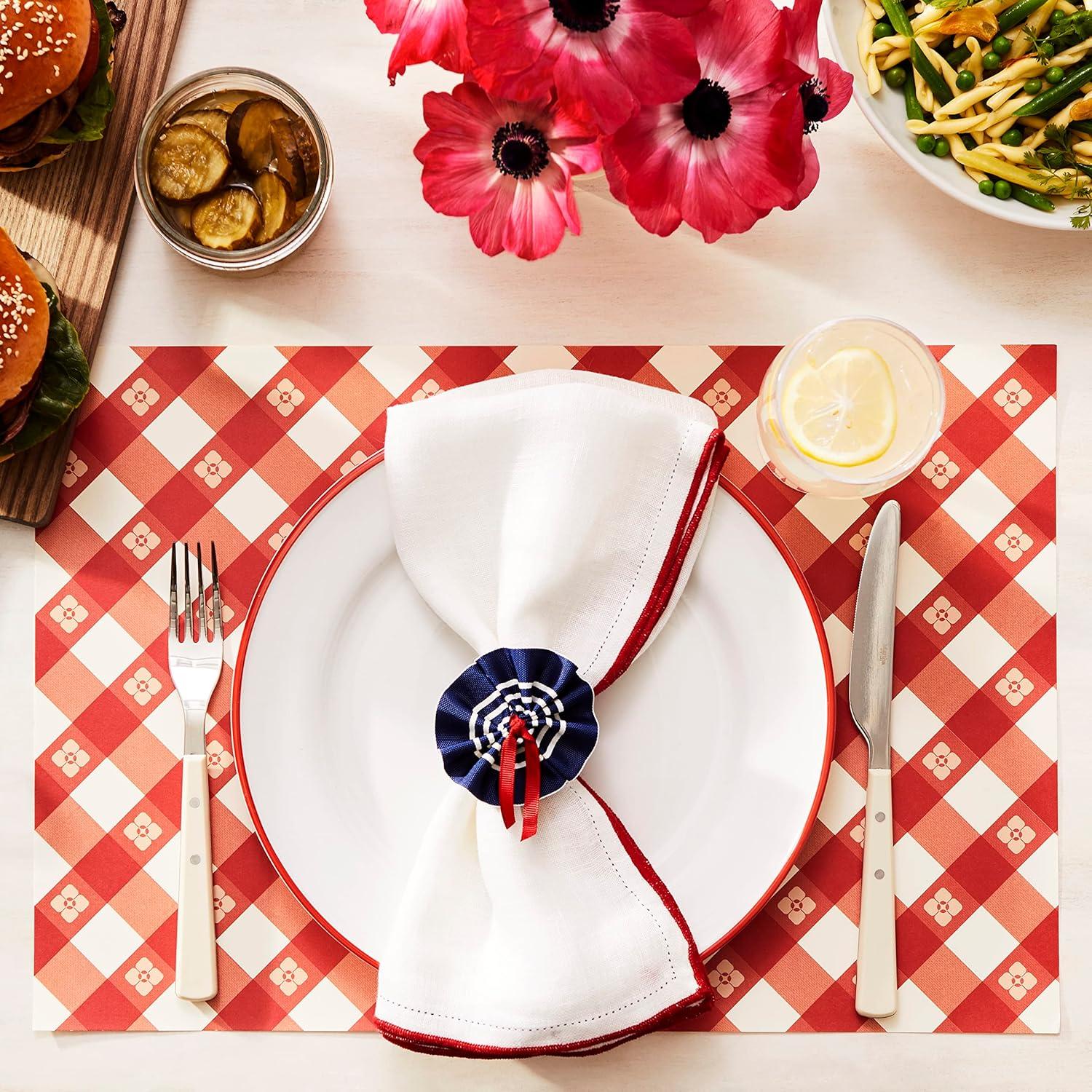 imageMartha Stewart Cliffield 16Piece Porcelain Chip and Scratch Resistant Dinnerware Set White wBlack RimWhite w Red Rim