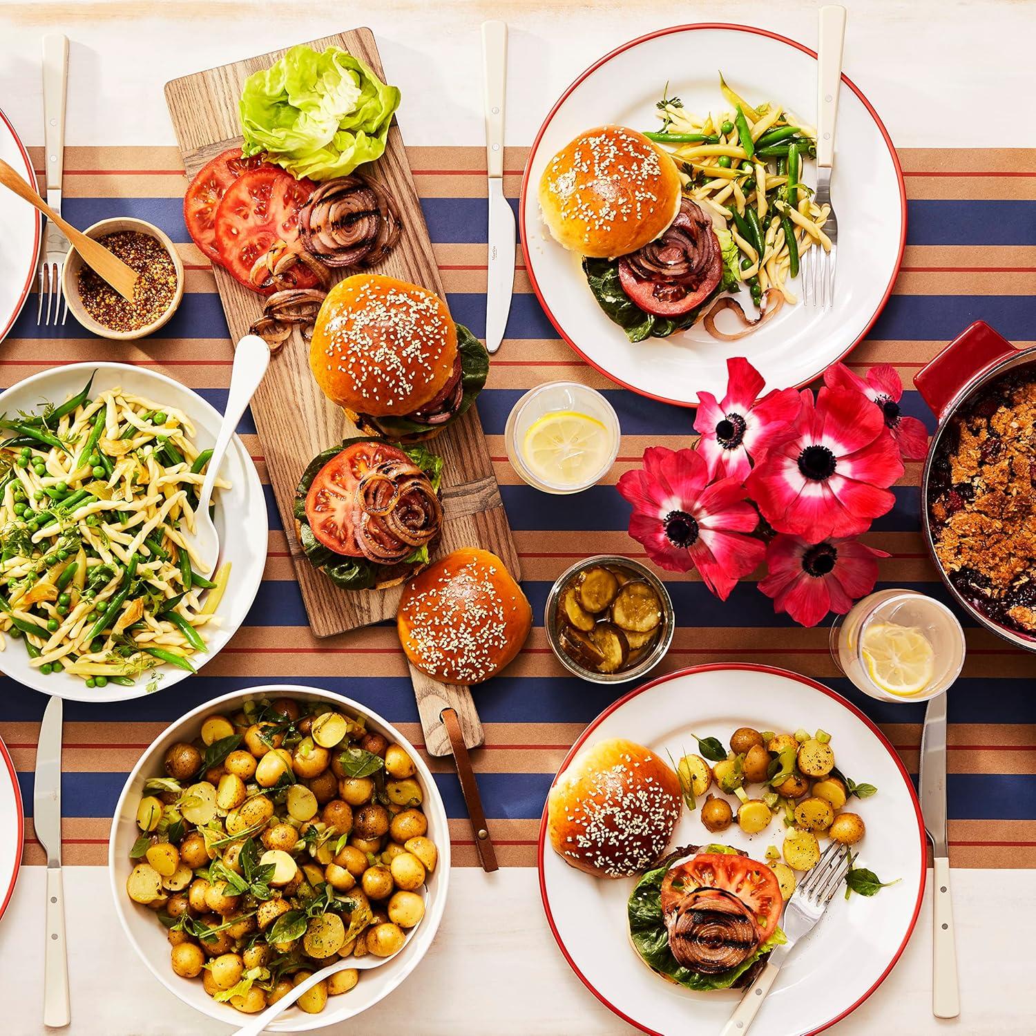 imageMartha Stewart Cliffield 16Piece Porcelain Chip and Scratch Resistant Dinnerware Set White wBlack RimWhite w Red Rim