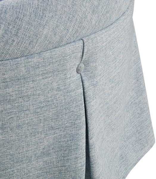 imageMartha Stewart Cocktail Ottoman for Living Room Fully Upholstered Button Tufted Round Ottoman Footrest Pleated Skirt Extra Seating Bedroom Ottoman Furniture Decor Terry 32quot W Light BlueLight Blue