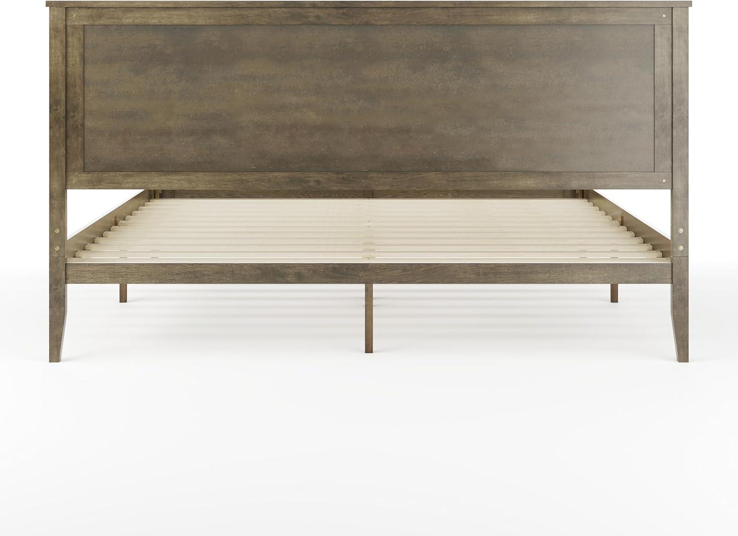 imageMartha Stewart Corbin Solid Wood Platform Bed with Wooden Headboard and Footboard Wood Slat Foundation No Box Spring Needed King Brown GrayBrown Gray