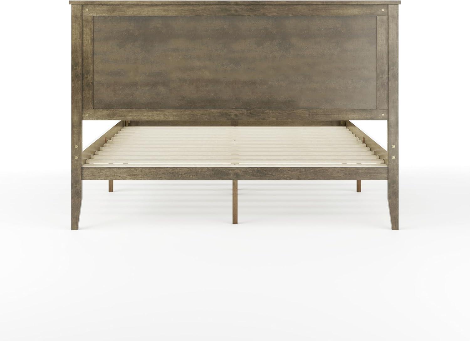 imageMartha Stewart Corbin Solid Wood Platform Bed with Wooden Headboard and Footboard Wood Slat Foundation No Box Spring Needed King Brown GrayBrown Gray