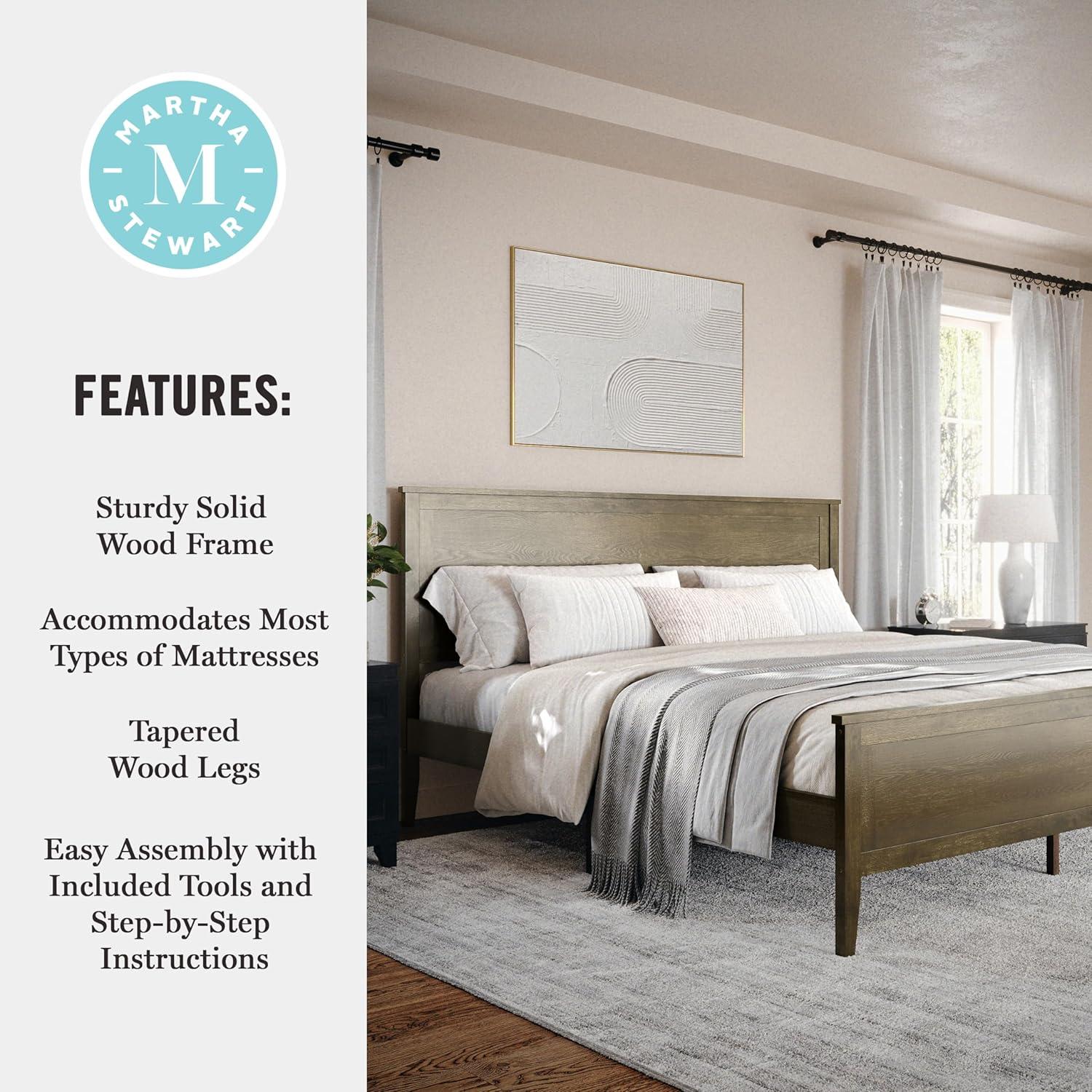 imageMartha Stewart Corbin Solid Wood Platform Bed with Wooden Headboard and Footboard Wood Slat Foundation No Box Spring Needed King Brown GrayBrown Gray