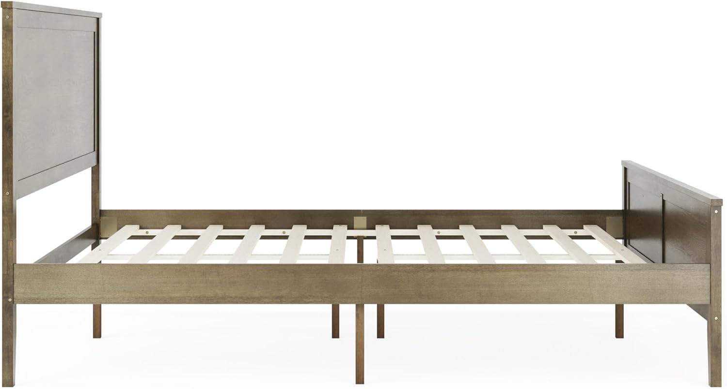 imageMartha Stewart Corbin Solid Wood Platform Bed with Wooden Headboard and Footboard Wood Slat Foundation No Box Spring Needed King Brown GrayBrown Gray