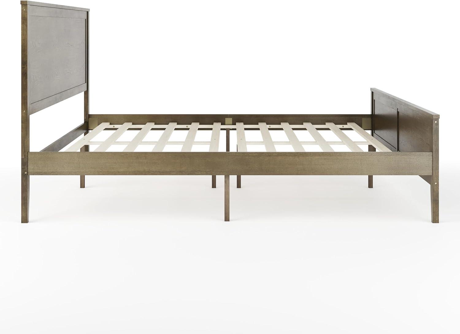 imageMartha Stewart Corbin Solid Wood Platform Bed with Wooden Headboard and Footboard Wood Slat Foundation No Box Spring Needed King Brown GrayBrown Gray